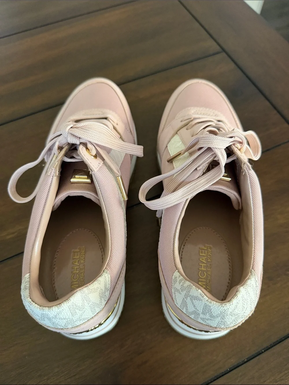 Michael Kors Women's Pink Leather Platform Sneakers